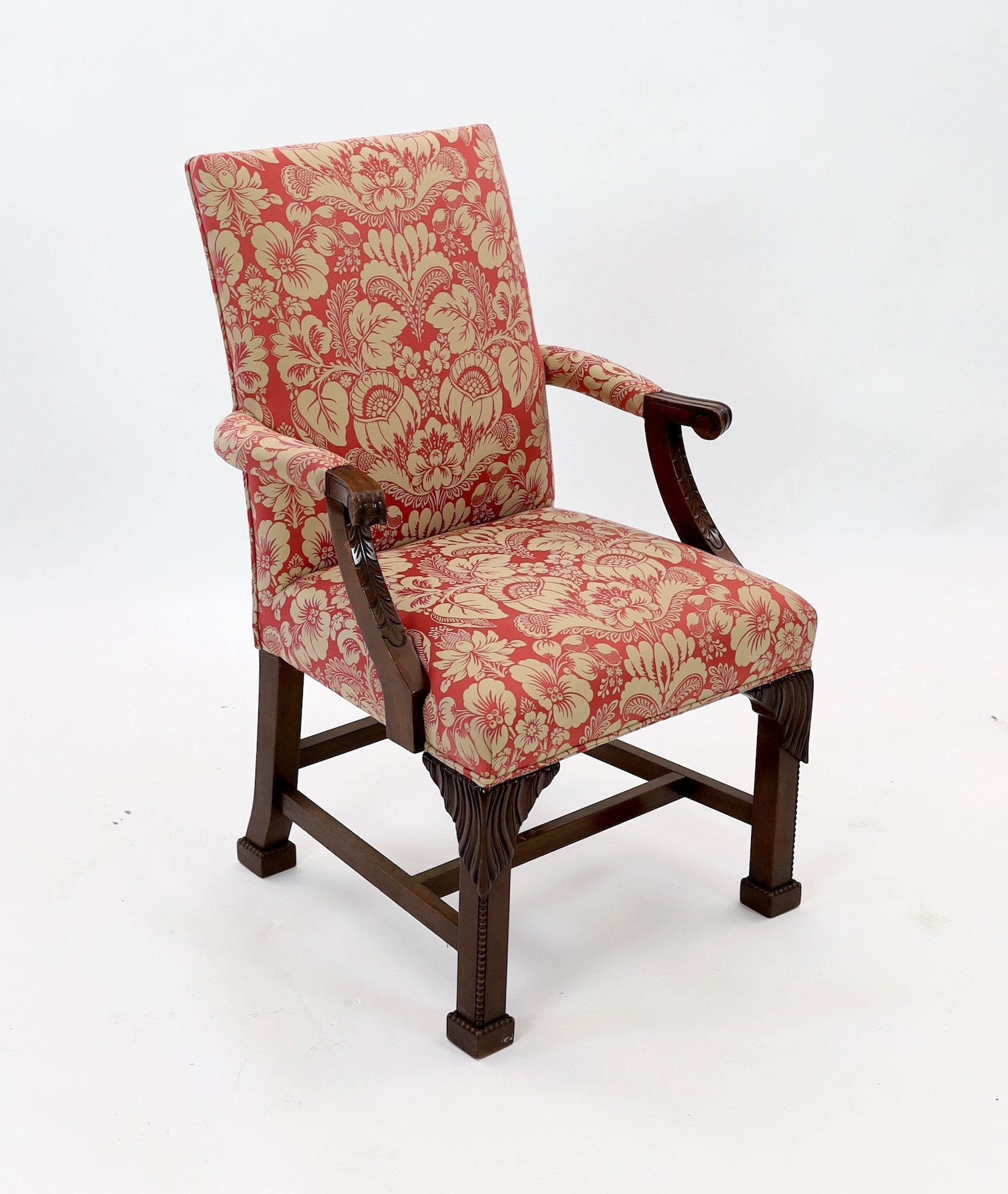 A George III style mahogany elbow chair, width 84cm, depth 67cm, height 101cm